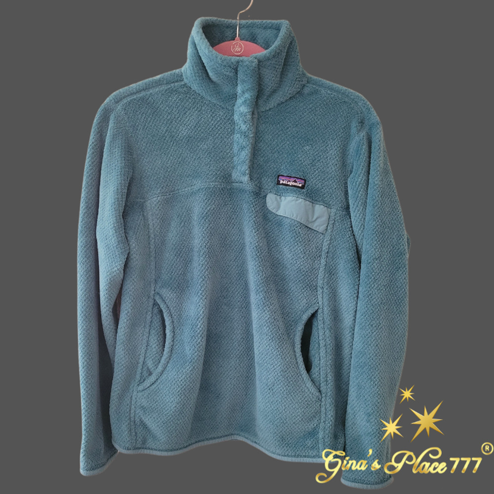 Patagonia Womens Fleece Snap T Quarter-Zip Pullover Sweatshirt Teal Size M